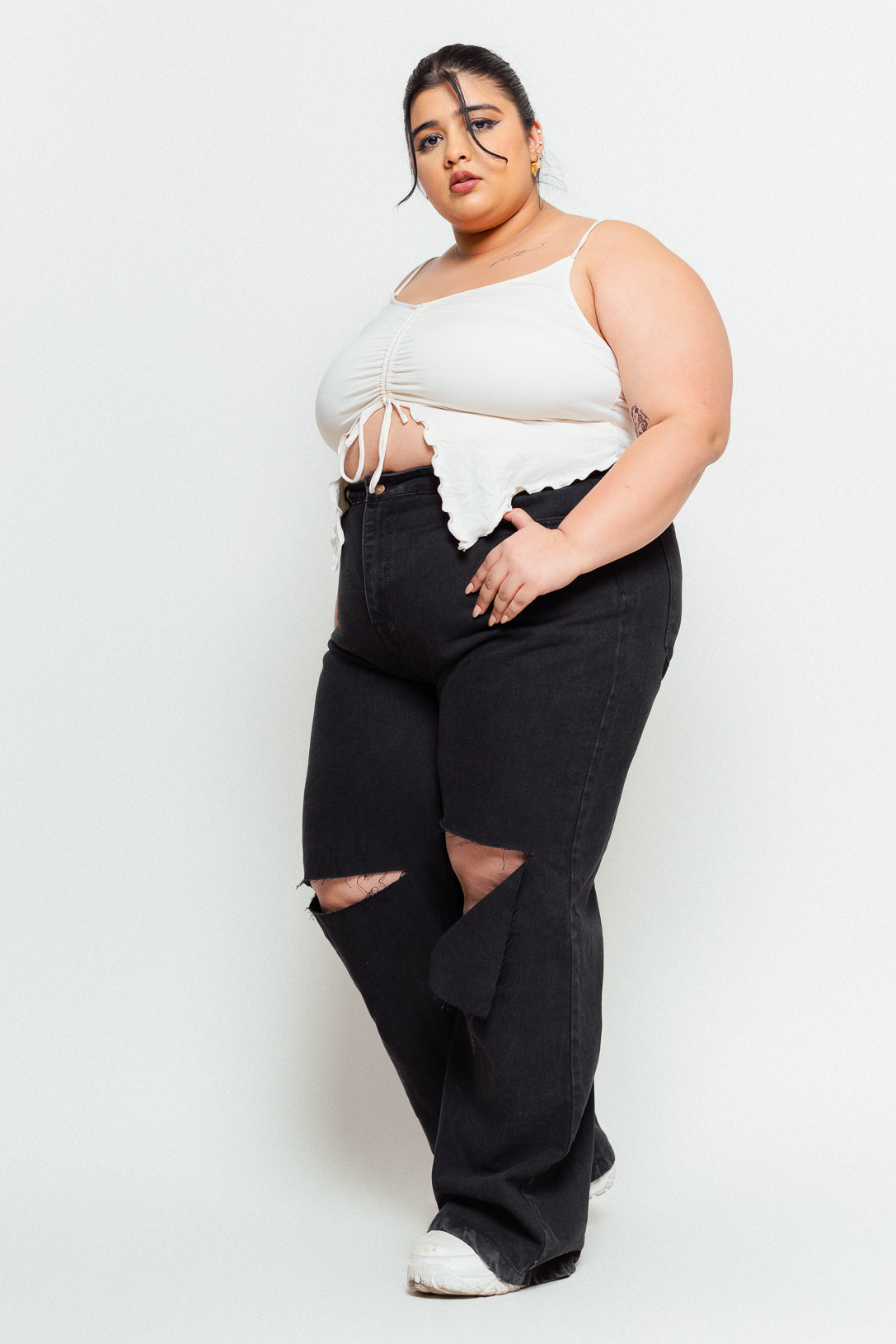 Black Box Slit Women's Wide Leg Jeans
