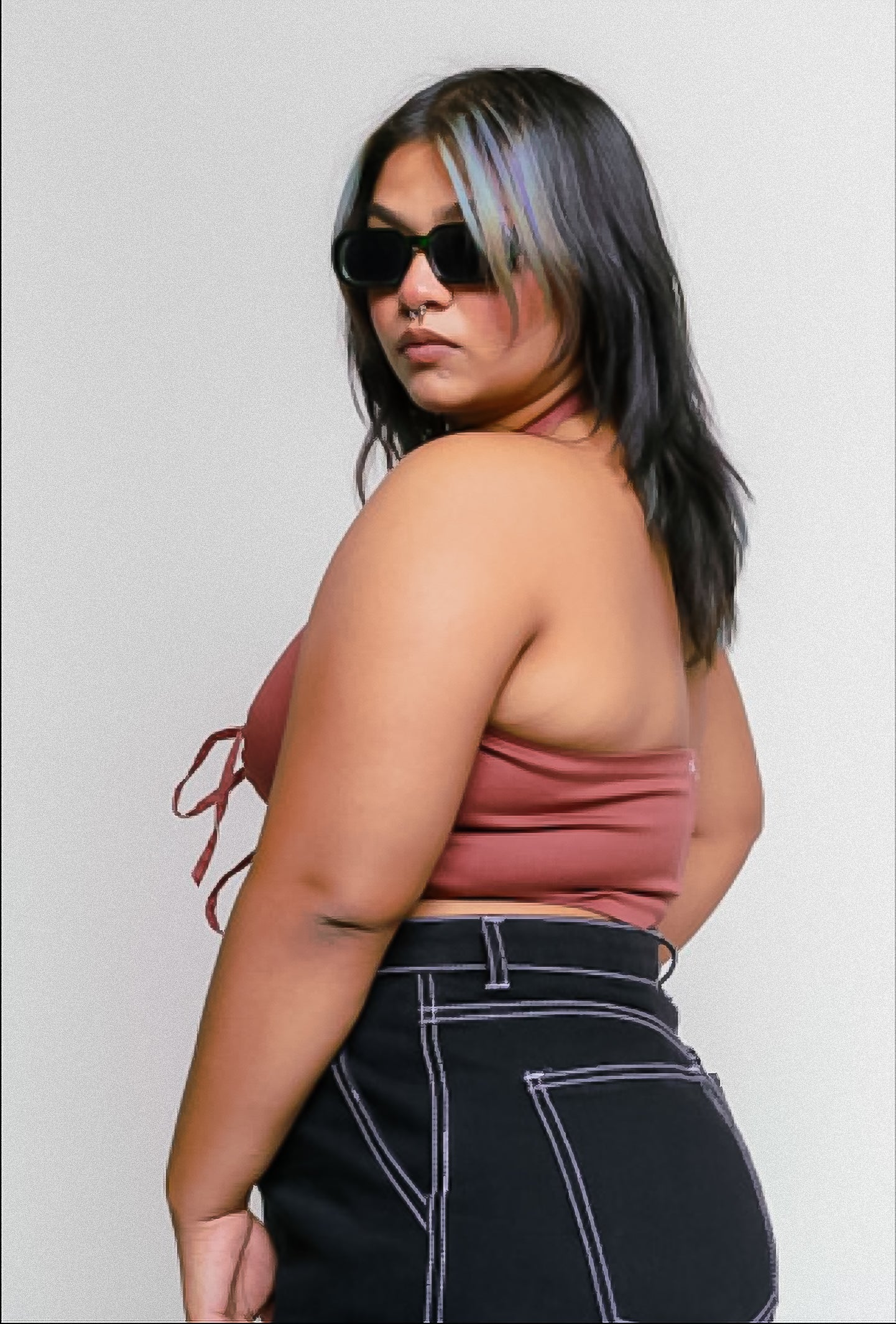 rusty pink wrap around top