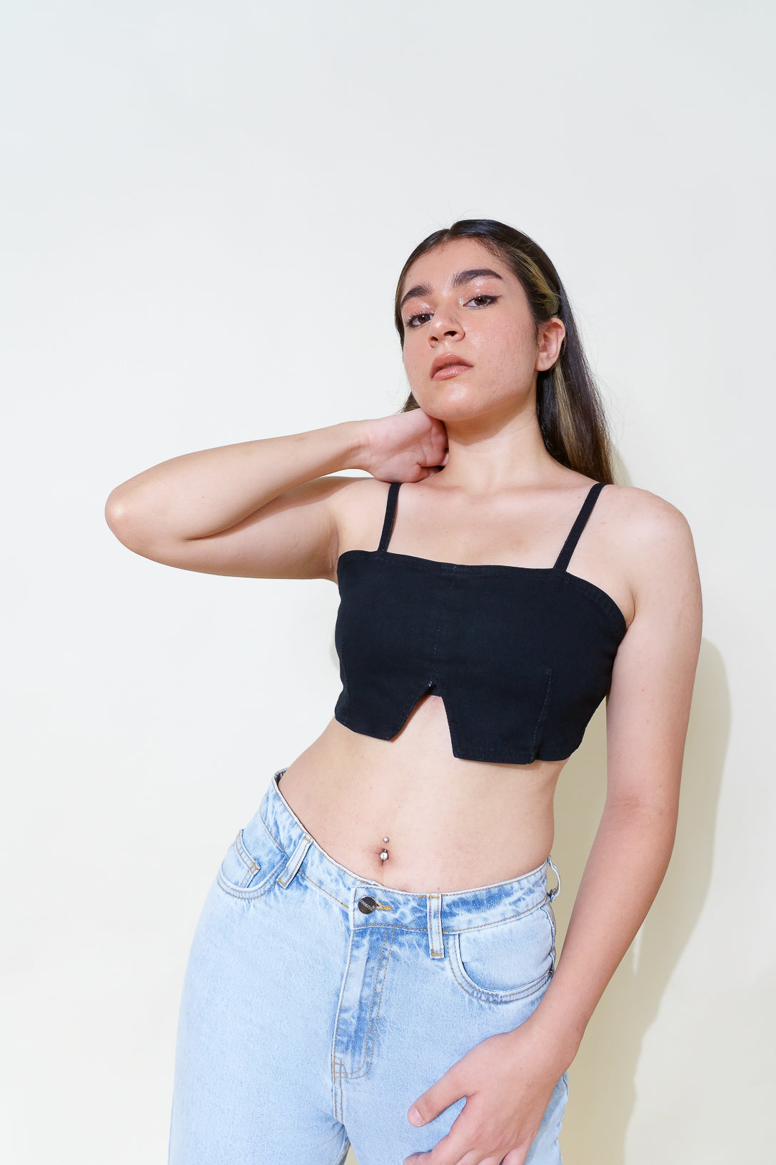 Black denim V-Cami Bralette