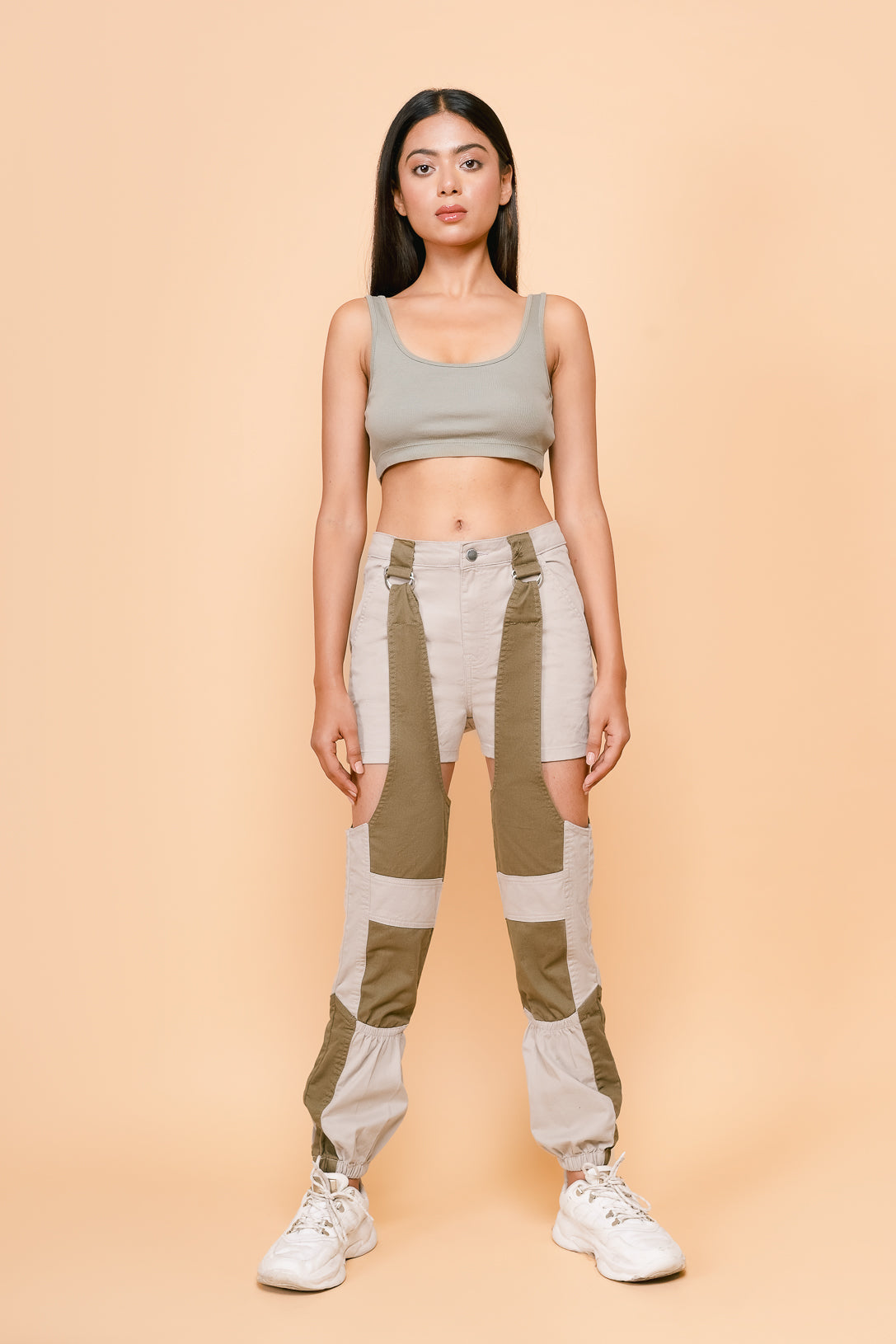 Olive & Beige Patch Joggers