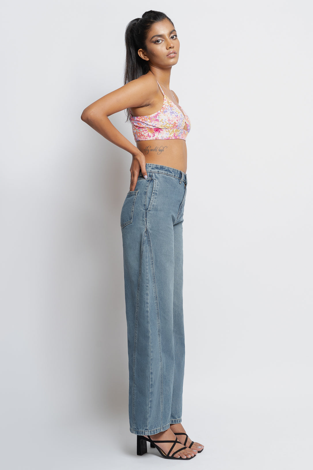 MID BLUE BAGGY BALLOON PANTS