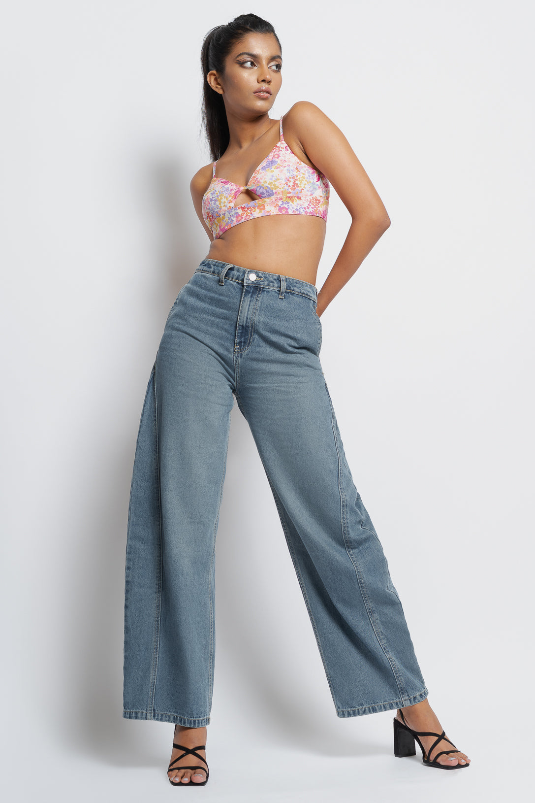 MID BLUE BAGGY BALLOON PANTS
