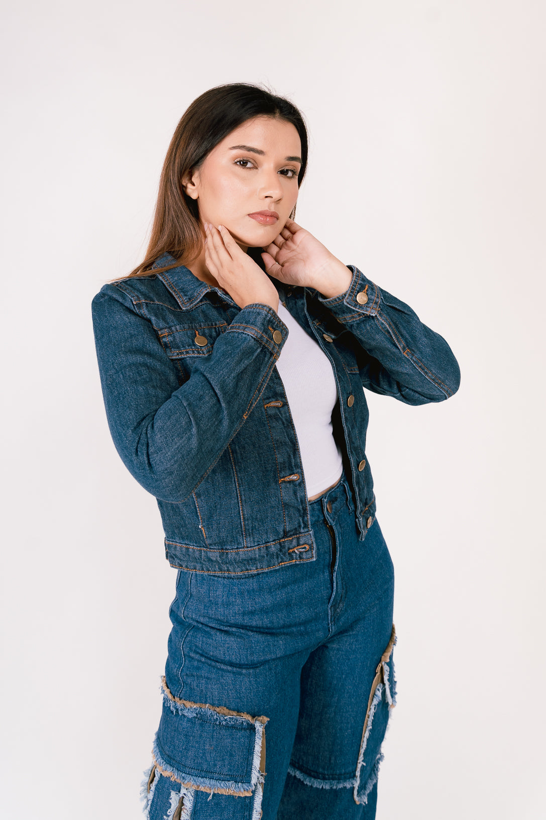 Blue Cropped Trucker Jacket