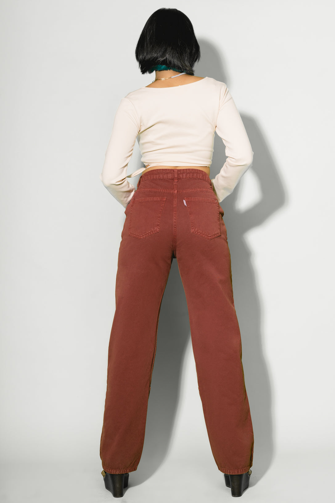 BRICK RED PANEL PANTS