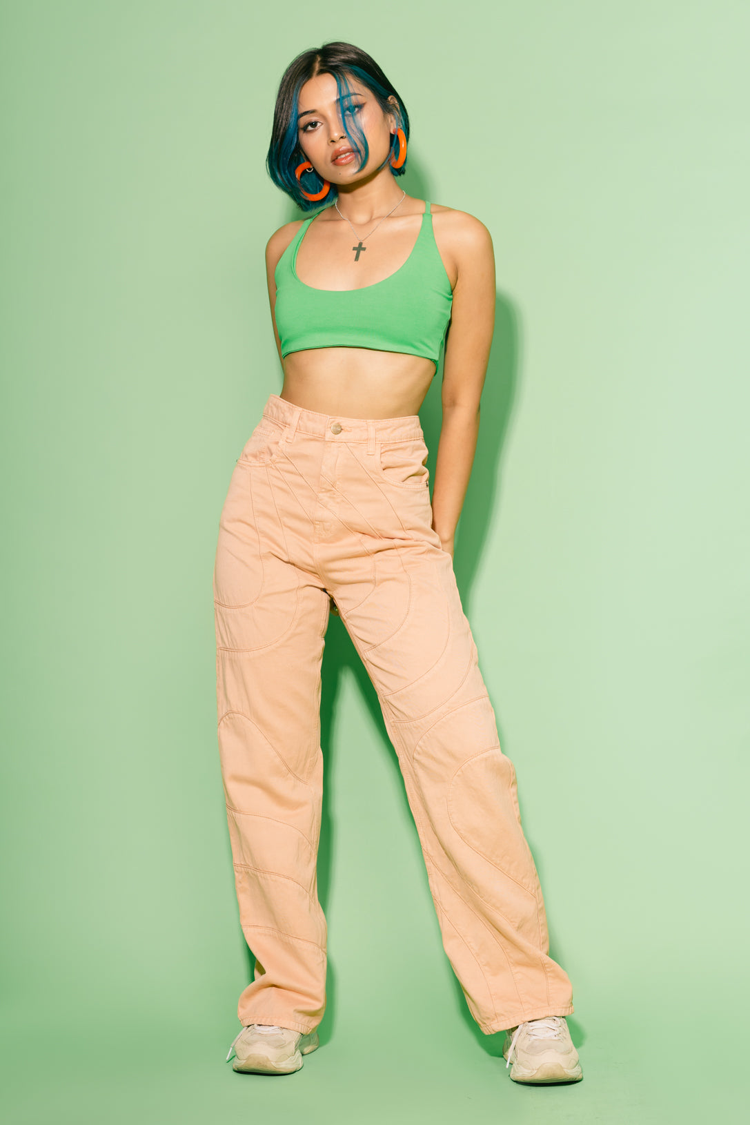 PEACH PANELLED PANTS