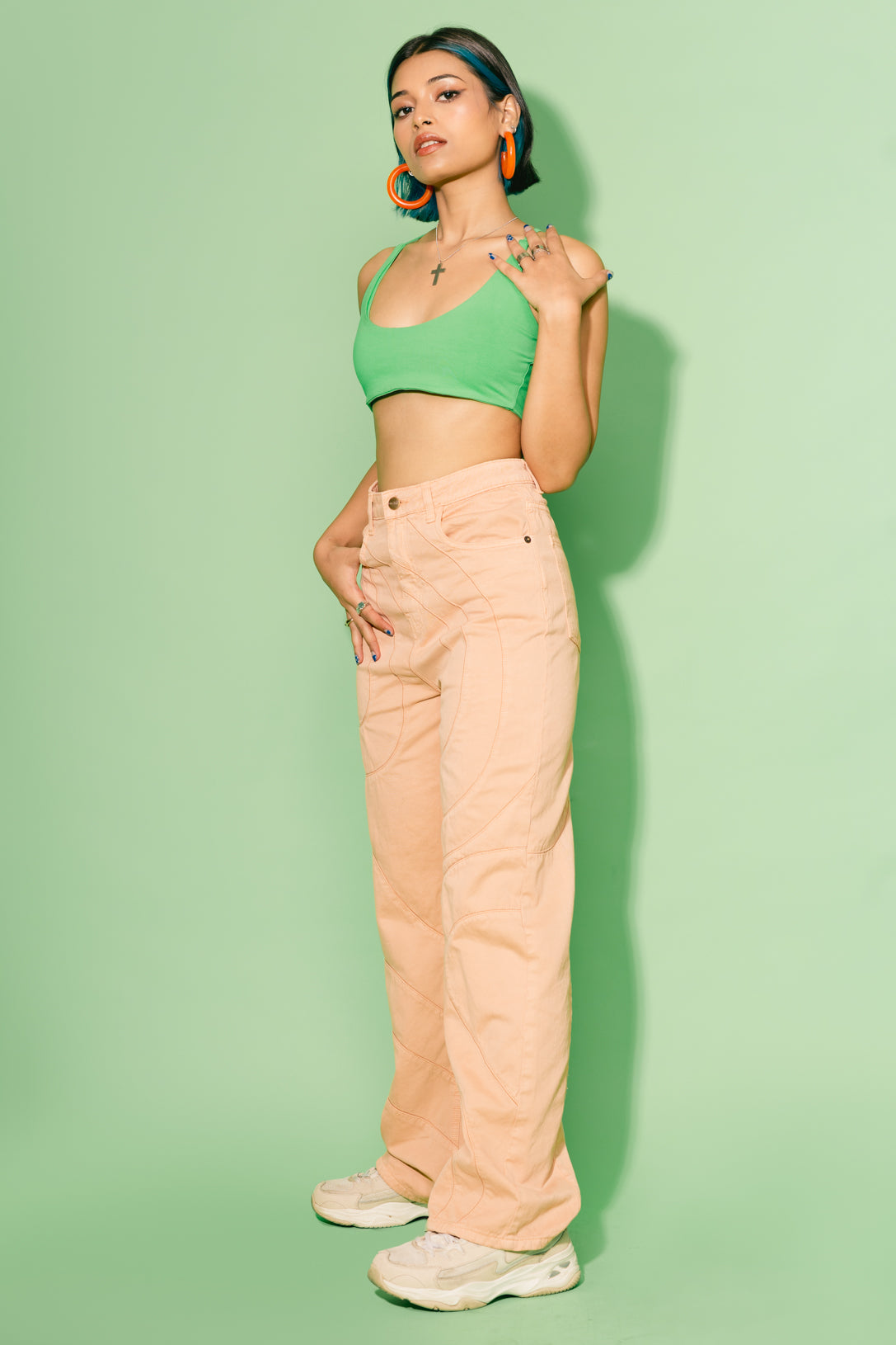 PEACH PANELLED PANTS