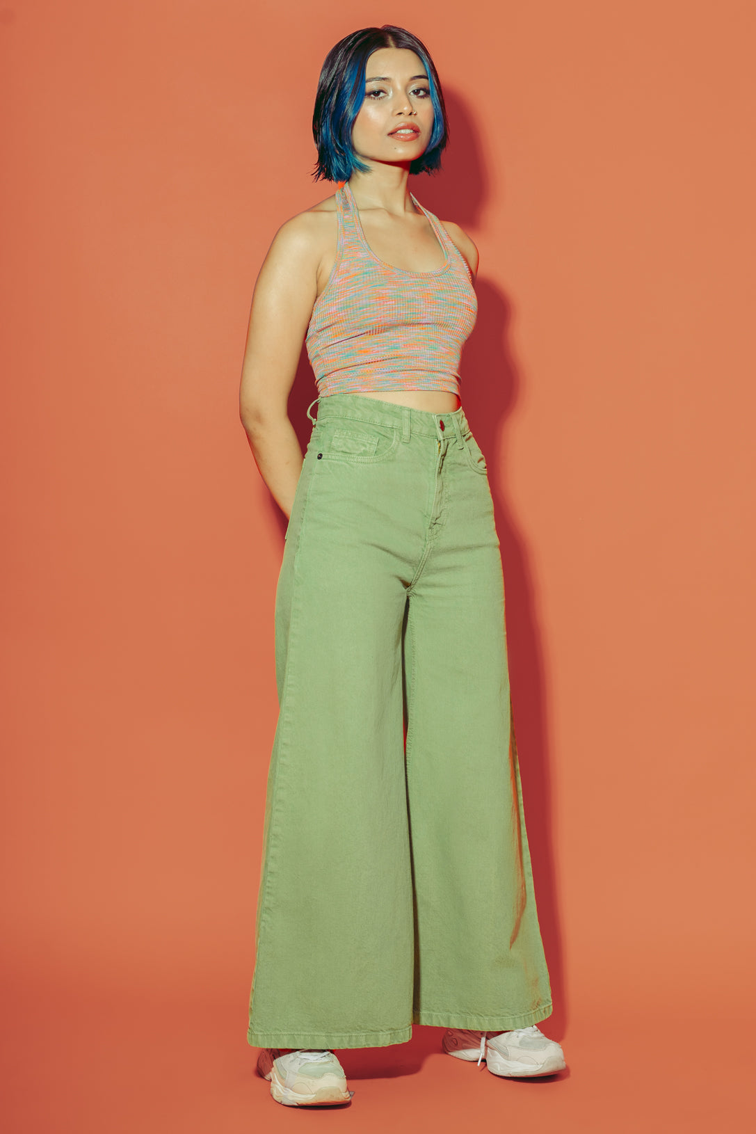 Green flare jeans