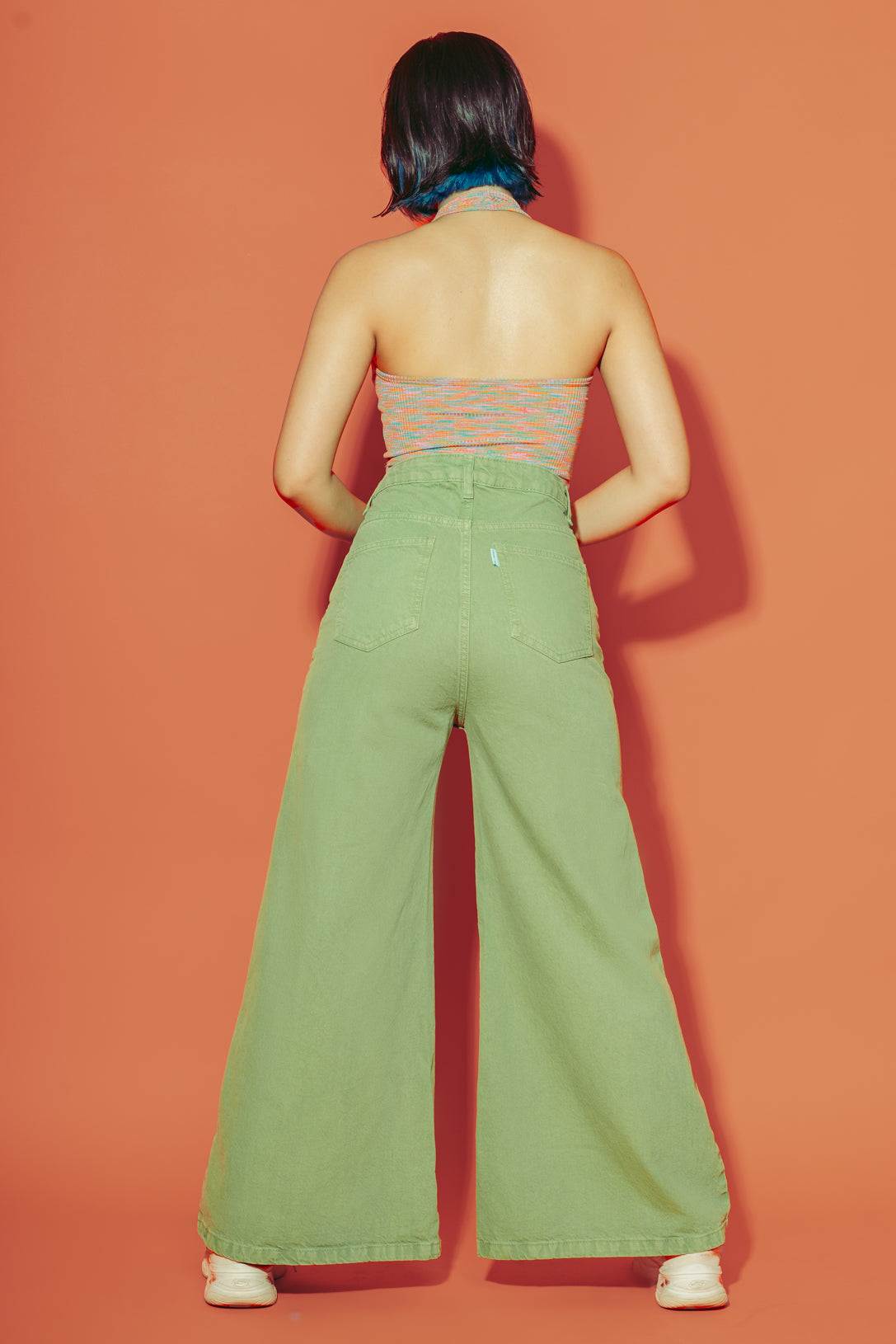 Green flare jeans