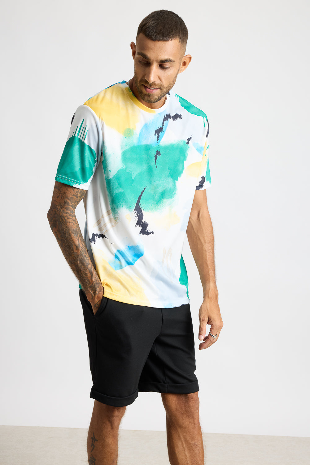 Printed Men's T-Shirt - Water Colour Effect