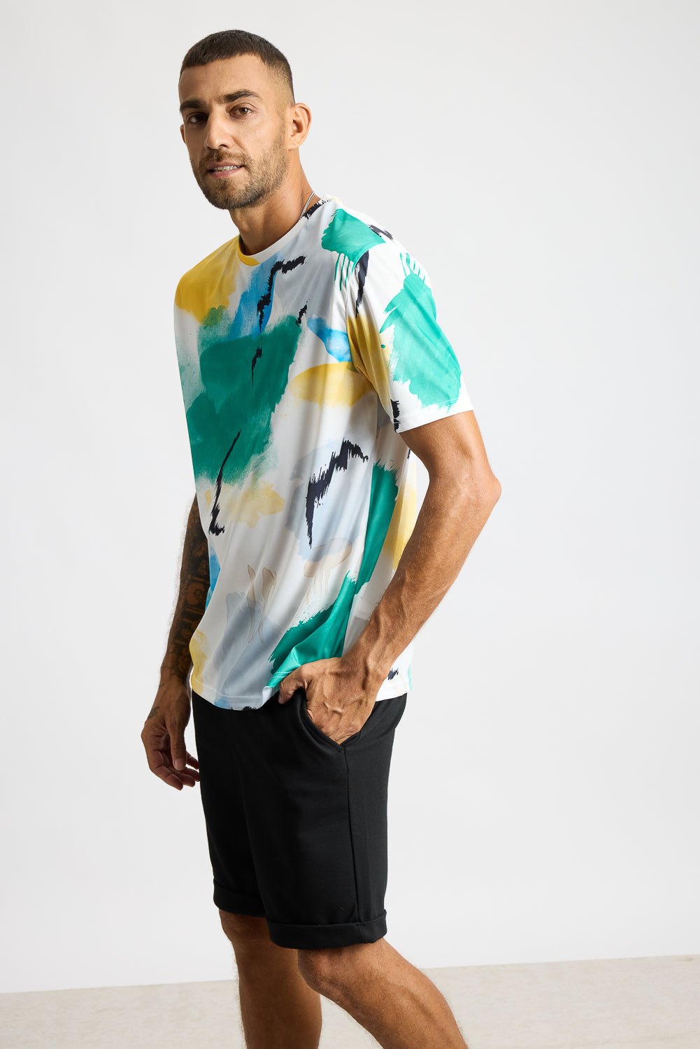 Printed Men's T-Shirt - Water Colour Effect