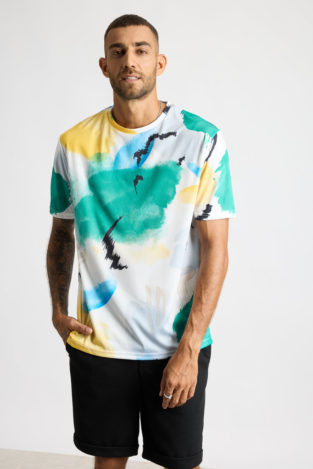 Printed Men's T-Shirt - Water Colour Effect