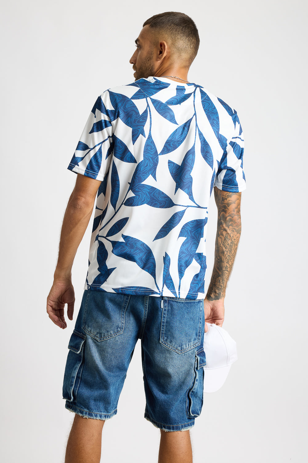 Printed Men's T-Shirt - Blue/White