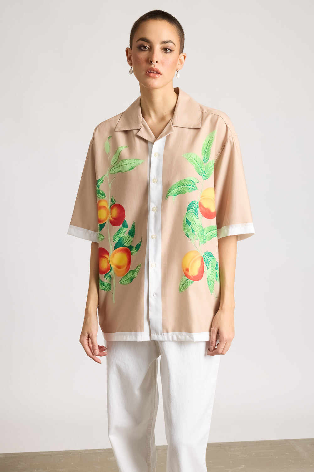 Relaxed Fit Printed Women's Shirt - Peaches