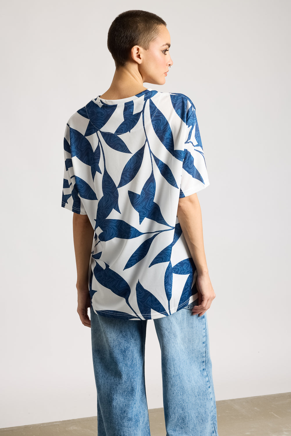 Printed Women's T-Shirt - Blue/White