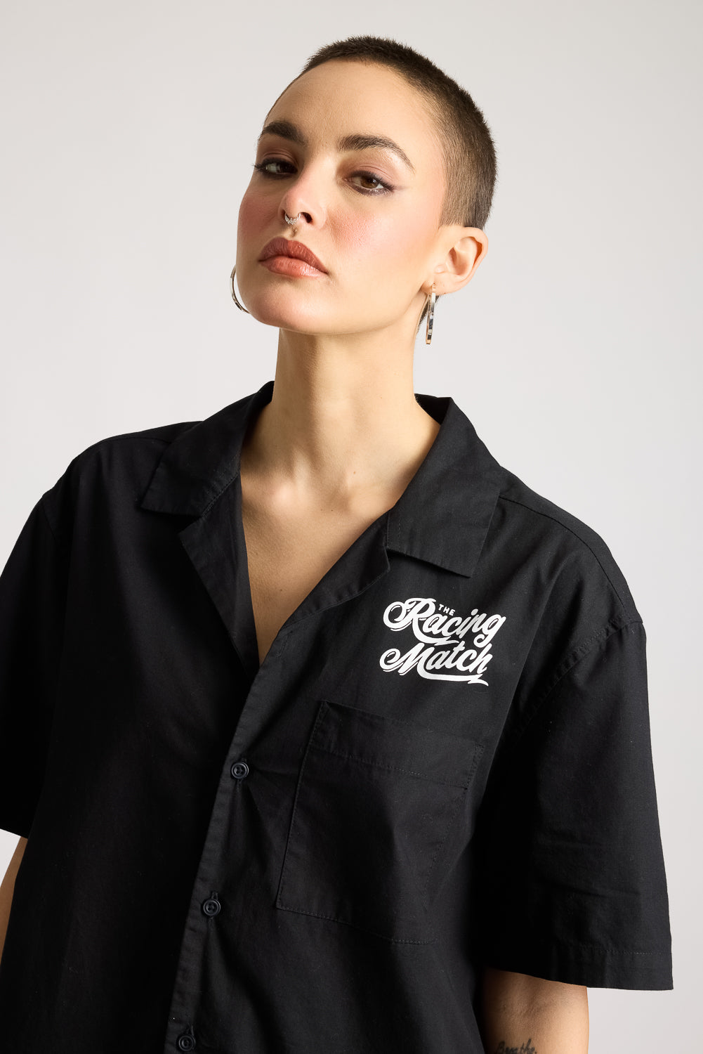 Cotton Poplin Women's Garage Shirt - Basic Black