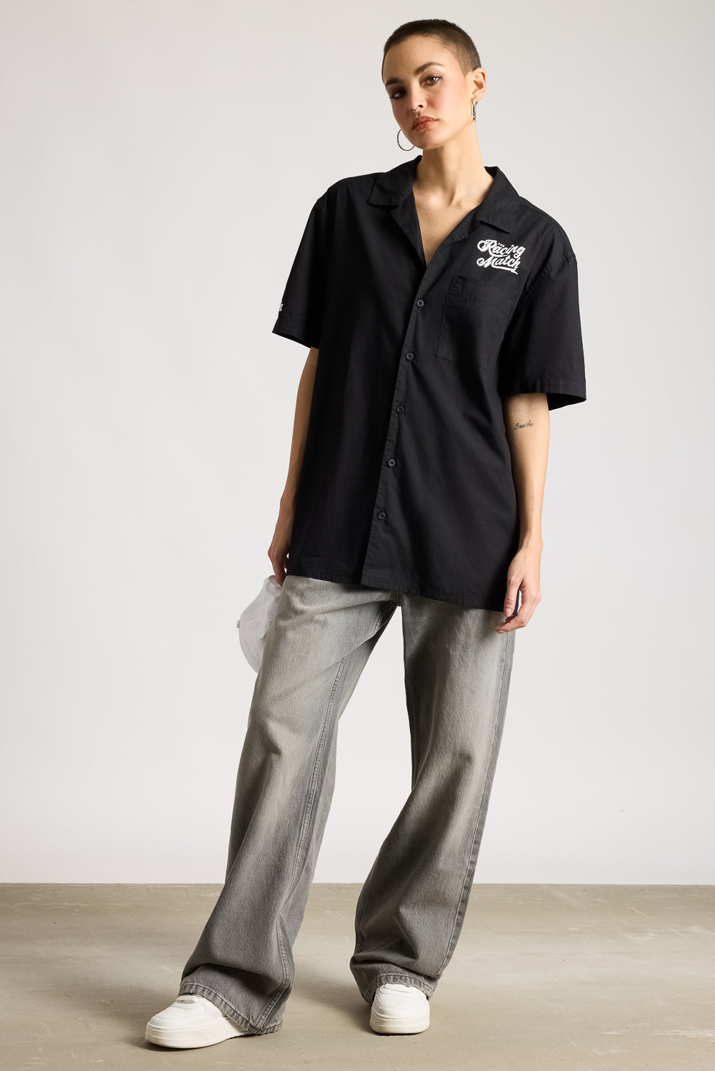 Cotton Poplin Women's Garage Shirt - Basic Black