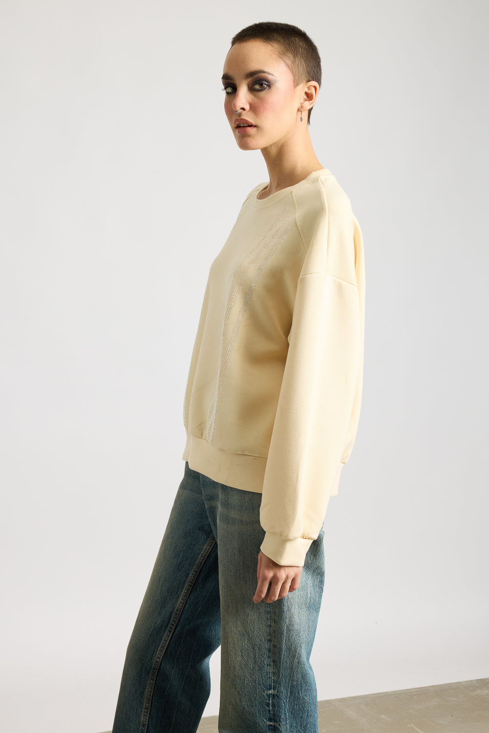 Beige Long Sleeve Sweatshirt