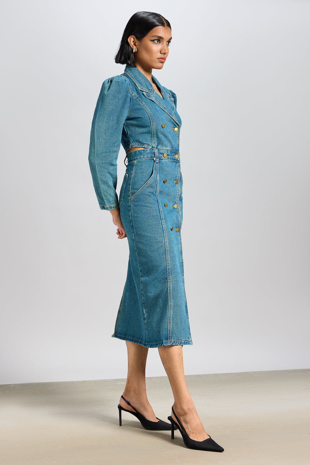 Long Denim Trench Coat