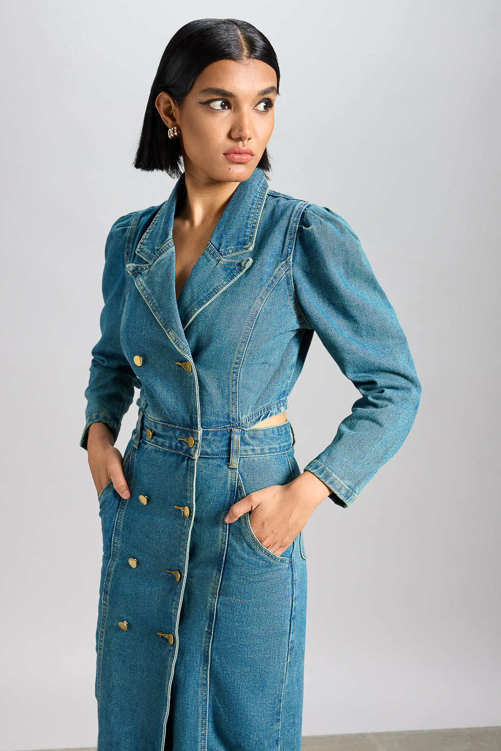 Long Denim Trench Coat