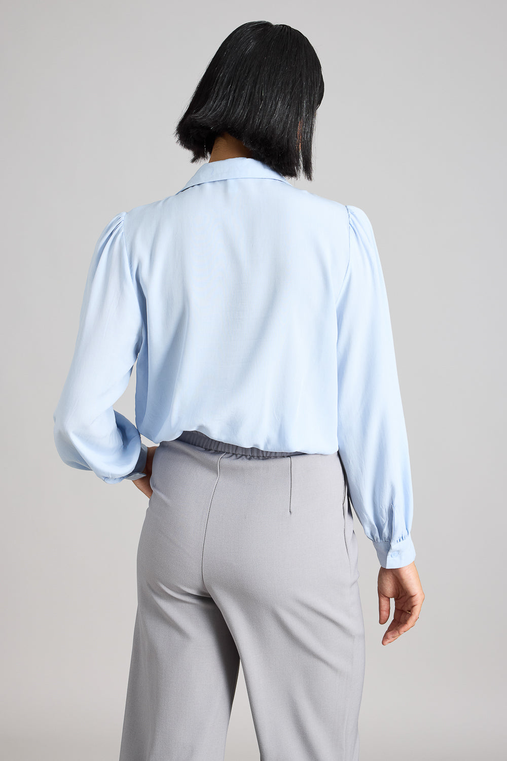 Pastel Blue Shirt With Ribbon Tie