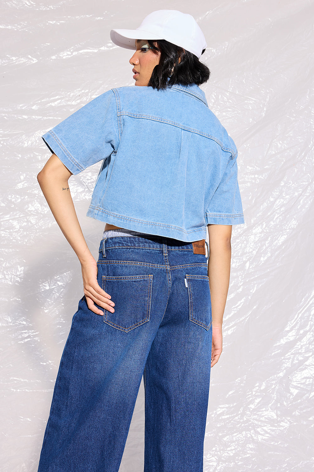 Front Pocket Denim Crop Top