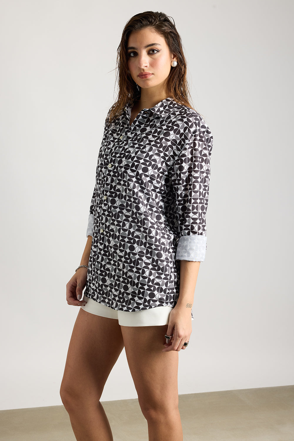 Full Sleeves Avant-Garde Printed Women's Shirt