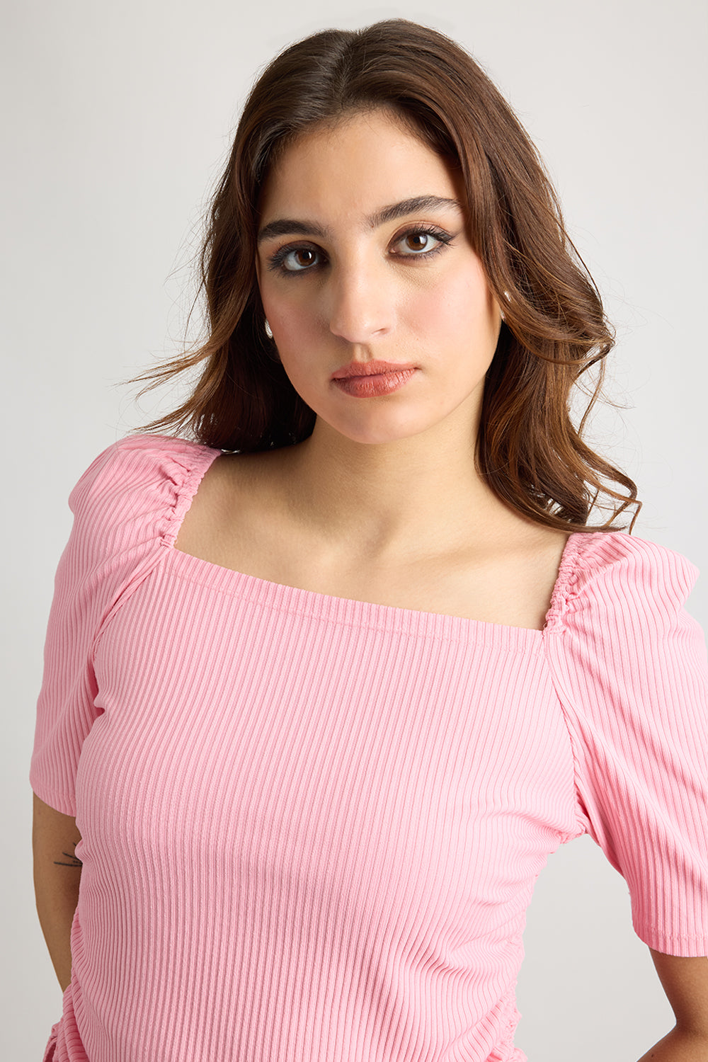 RUCHED PINK TOP