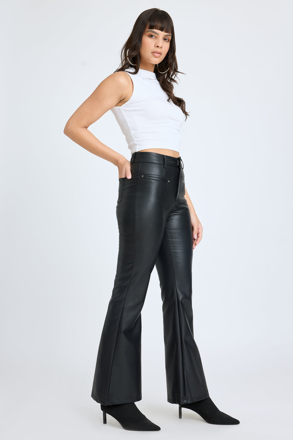 Leather Bootcut Trousers