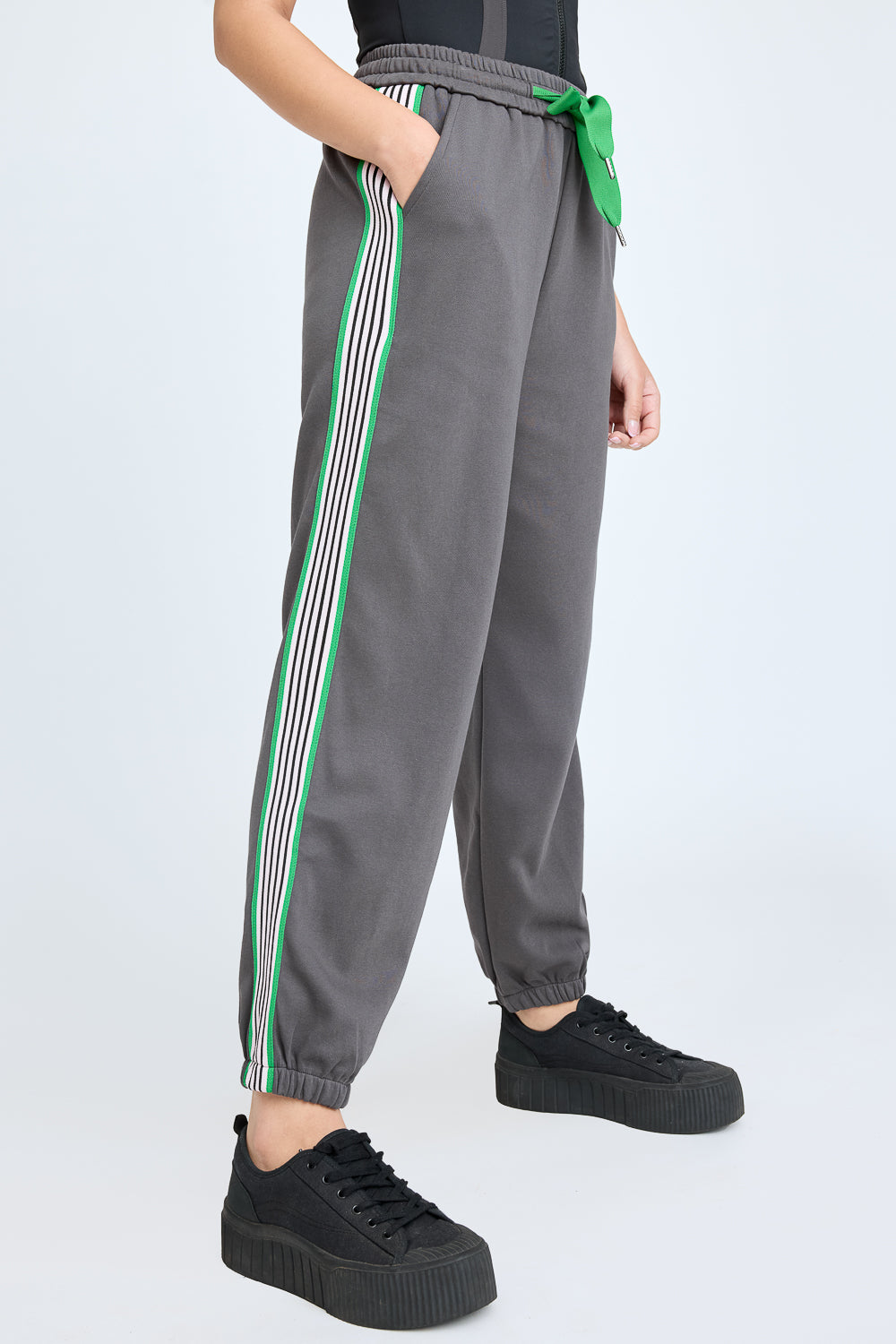 SIDE-STRIPED GREY JOGGERS