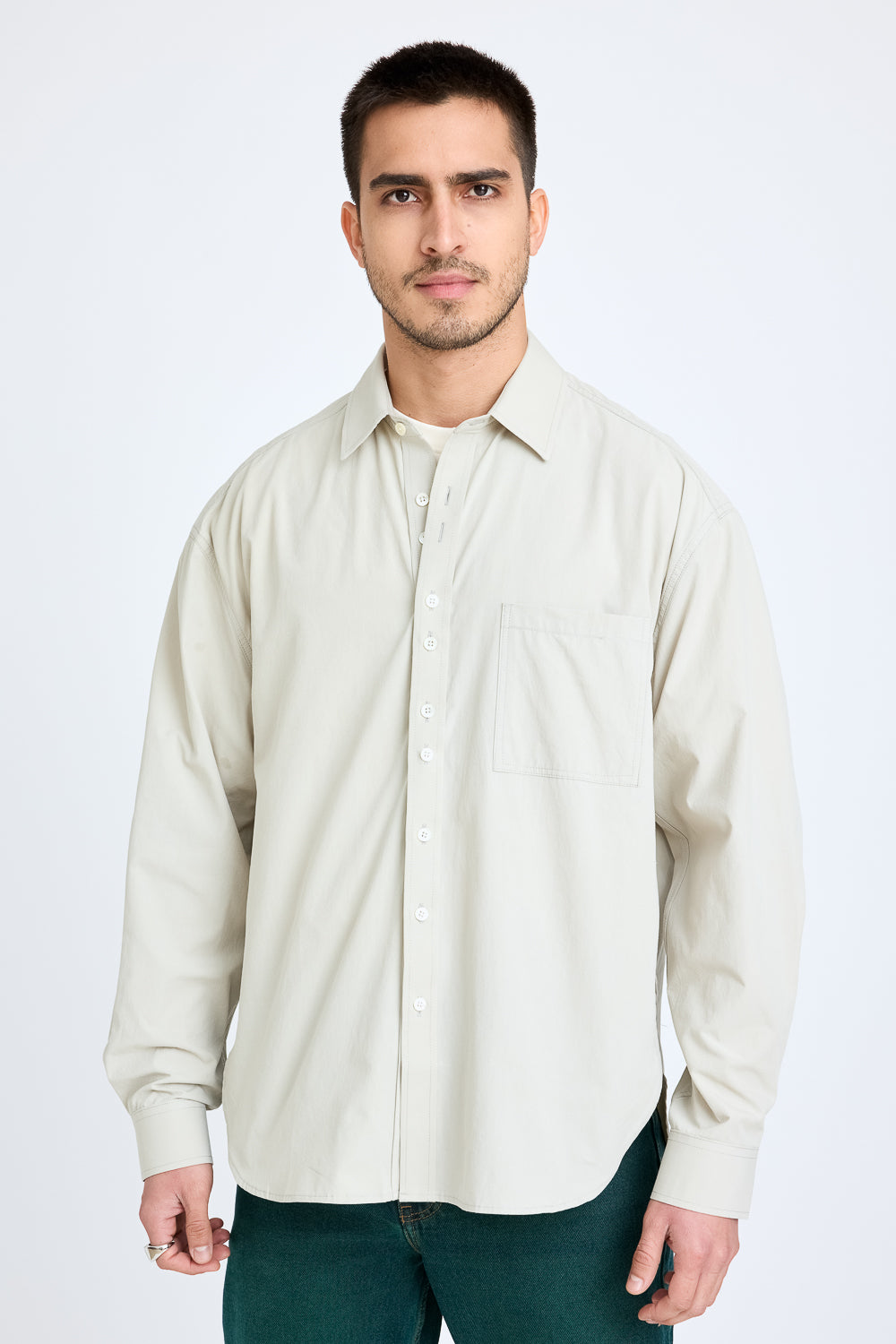 MEN'S CLASSIC SOLID SAGE GREY SHIRT