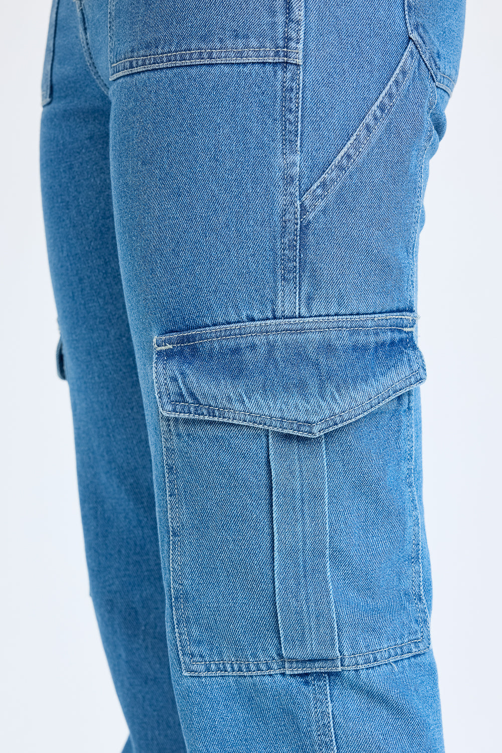 MID BLUE CARGO UTILITY JEANS