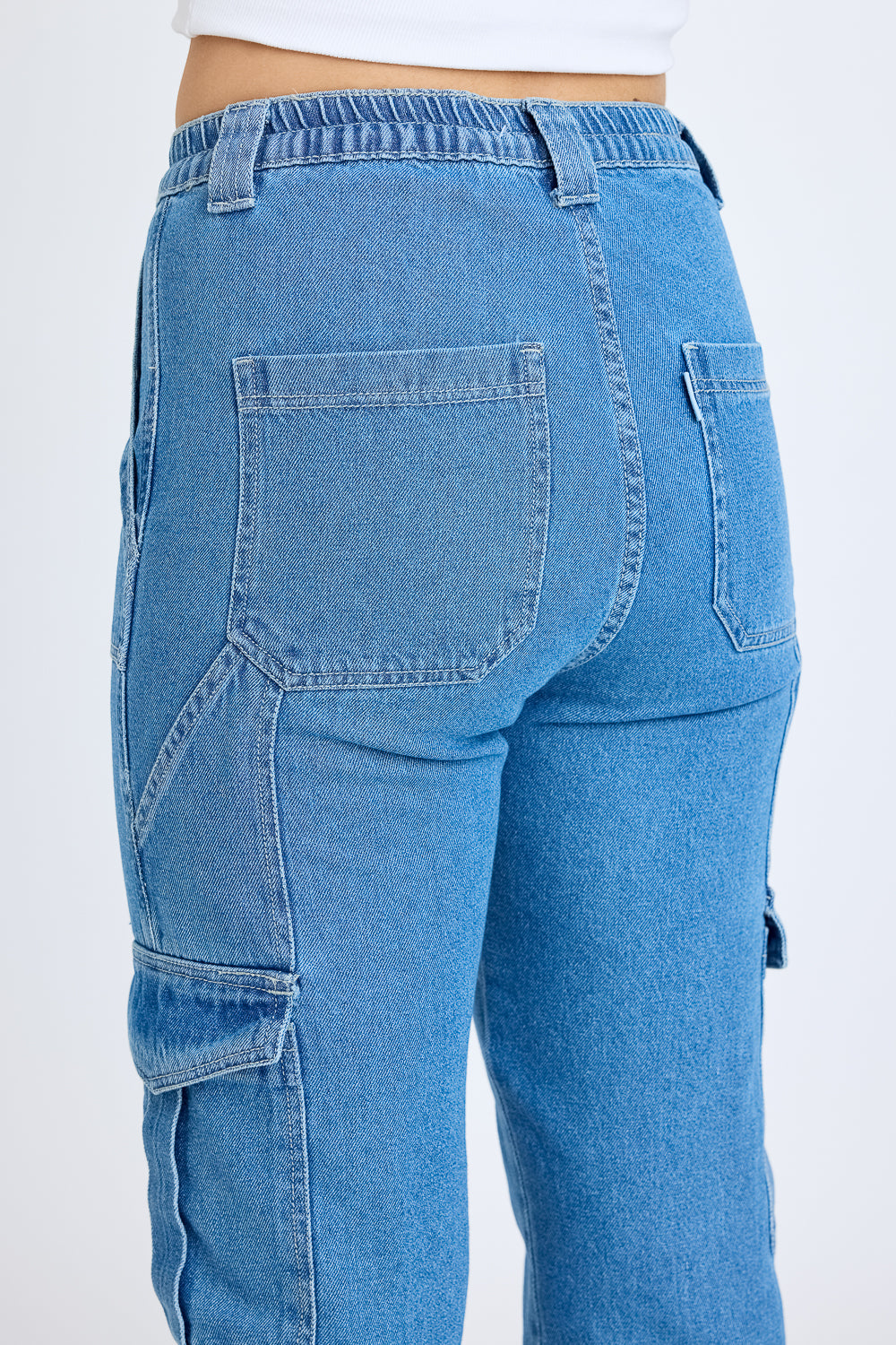 MID BLUE CARGO UTILITY JEANS