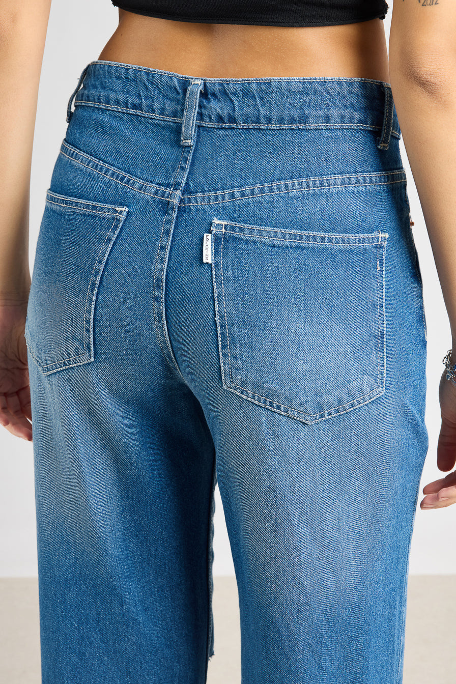 Blue Urban Rip Women's Wide Jeans