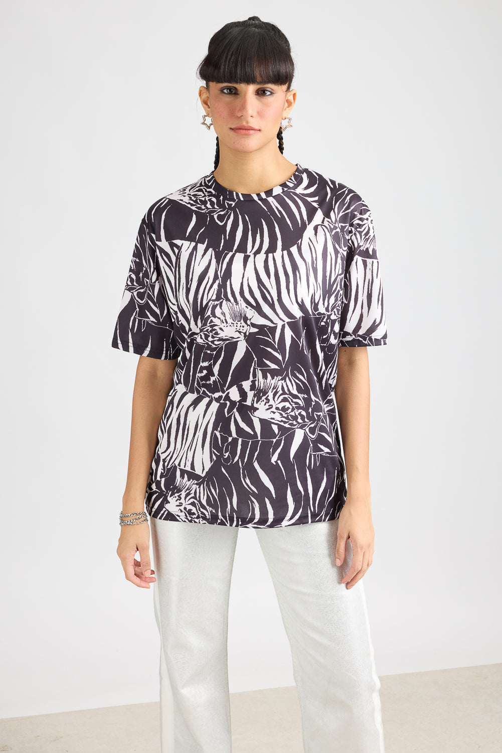 AOP Women's T-shirt - Tropical Black/White