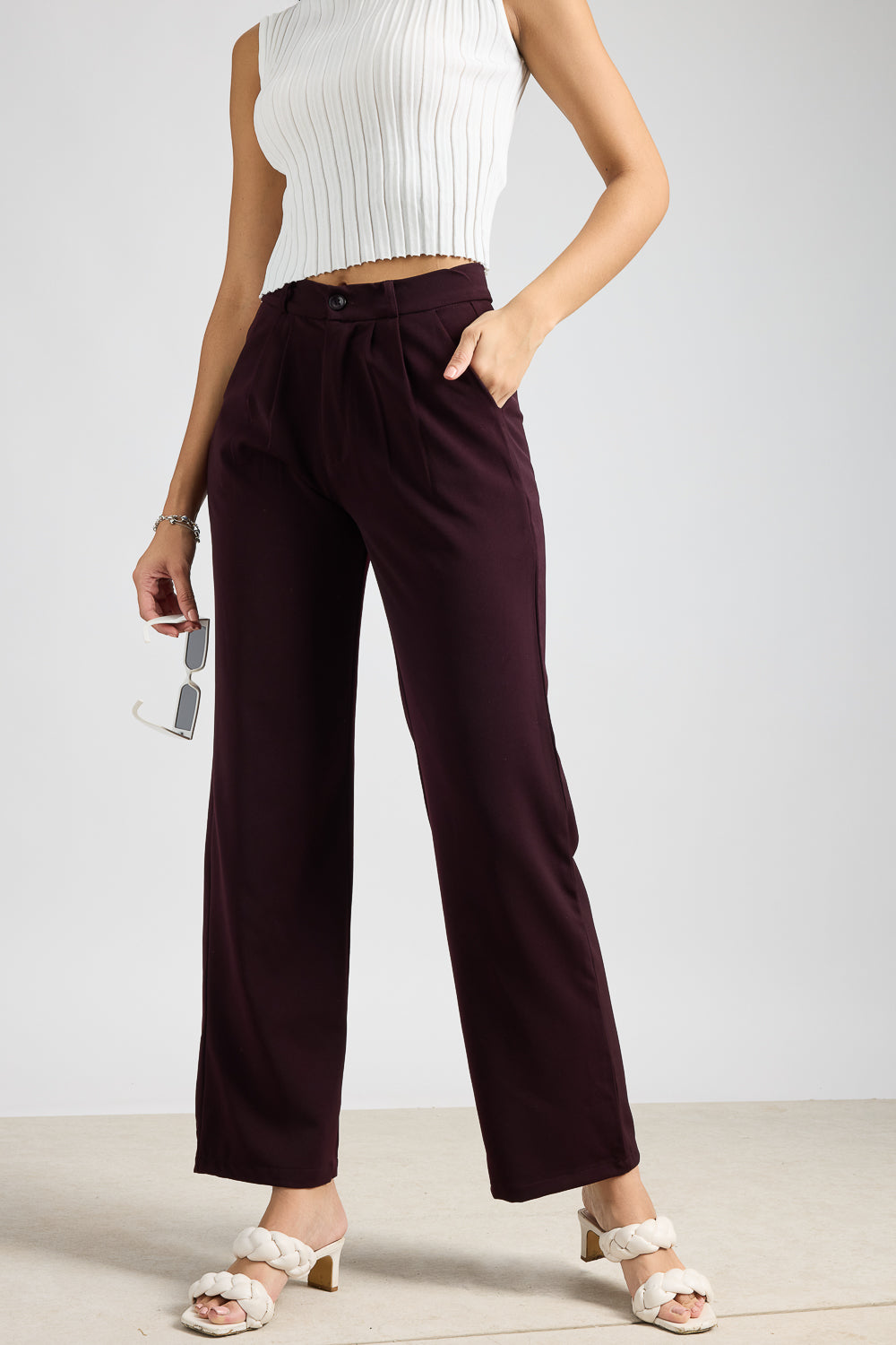 Baysic Burgundy Korean Pants