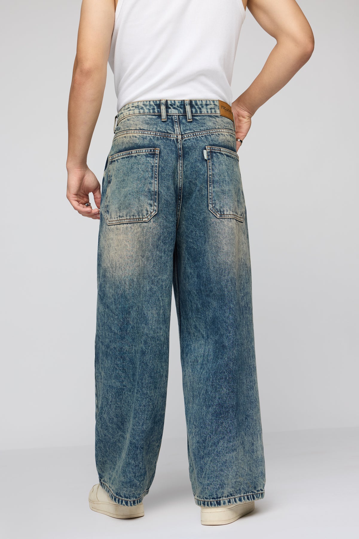 Mid Blue Mayhem Ripped Men's Wide Leg Jeans