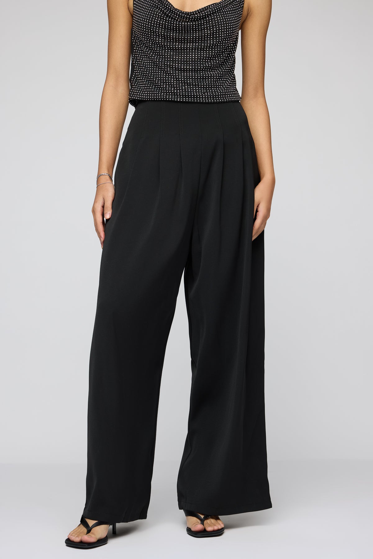 Noble Noir Pleated Corset Korean Pants