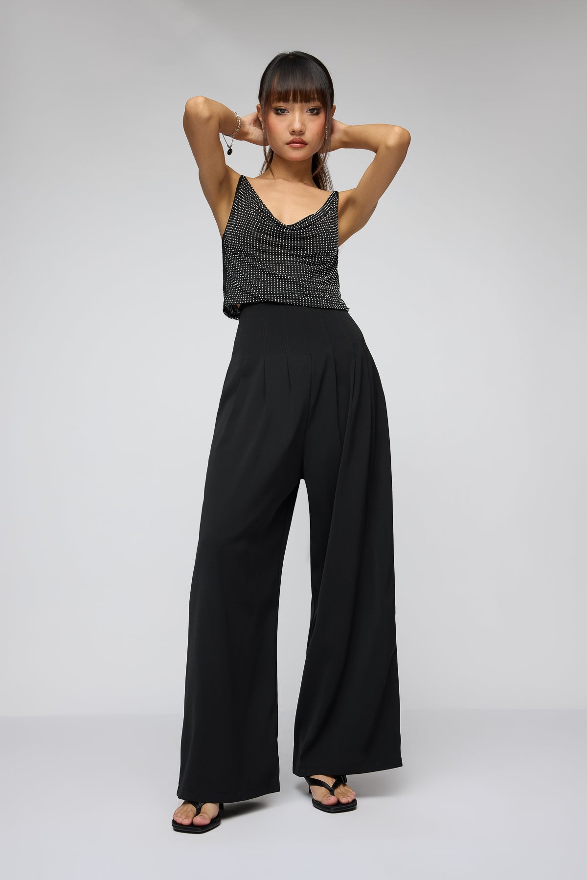 Noble Noir Pleated Corset Korean Pants