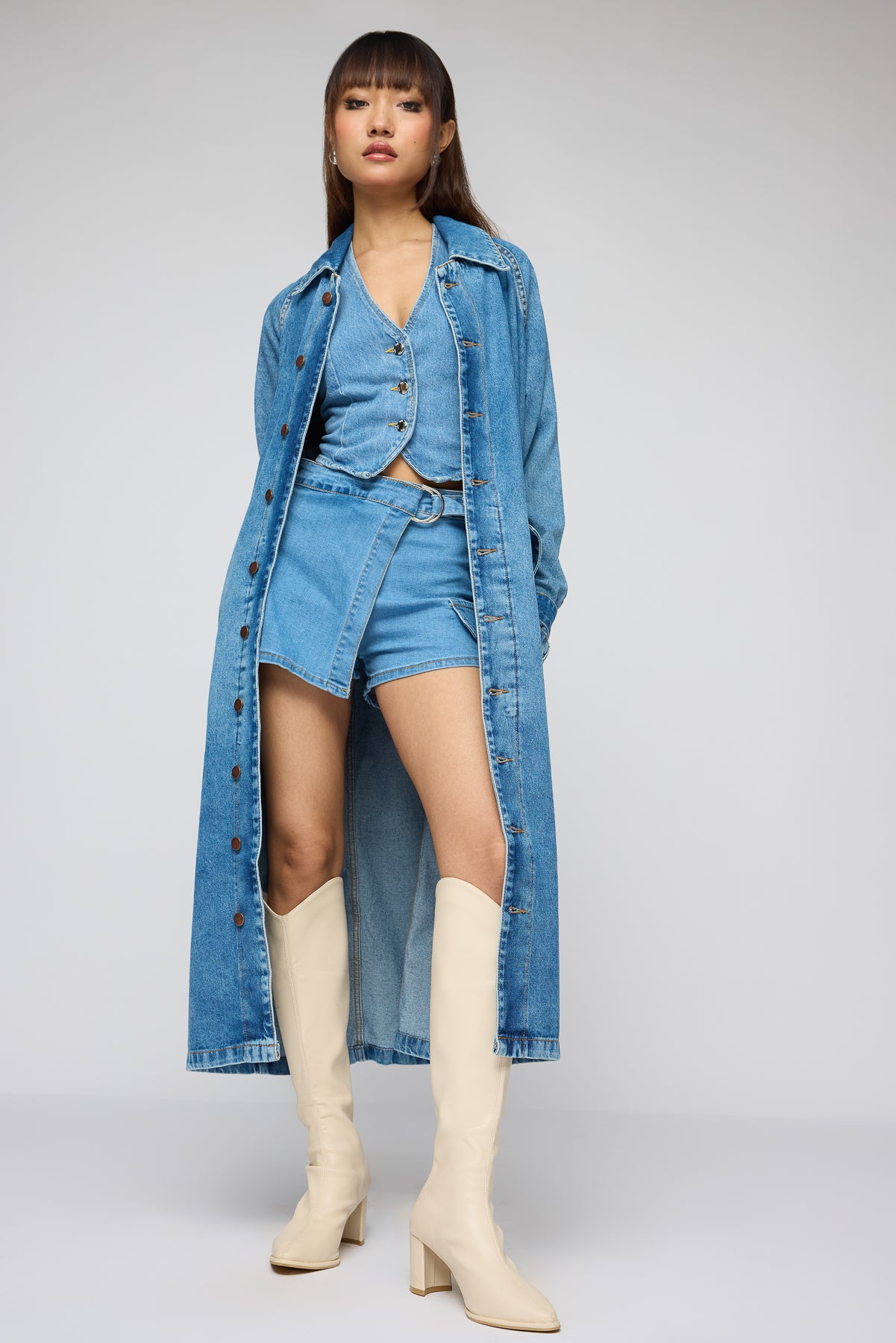 Basic Blue Denim Trenchcoat