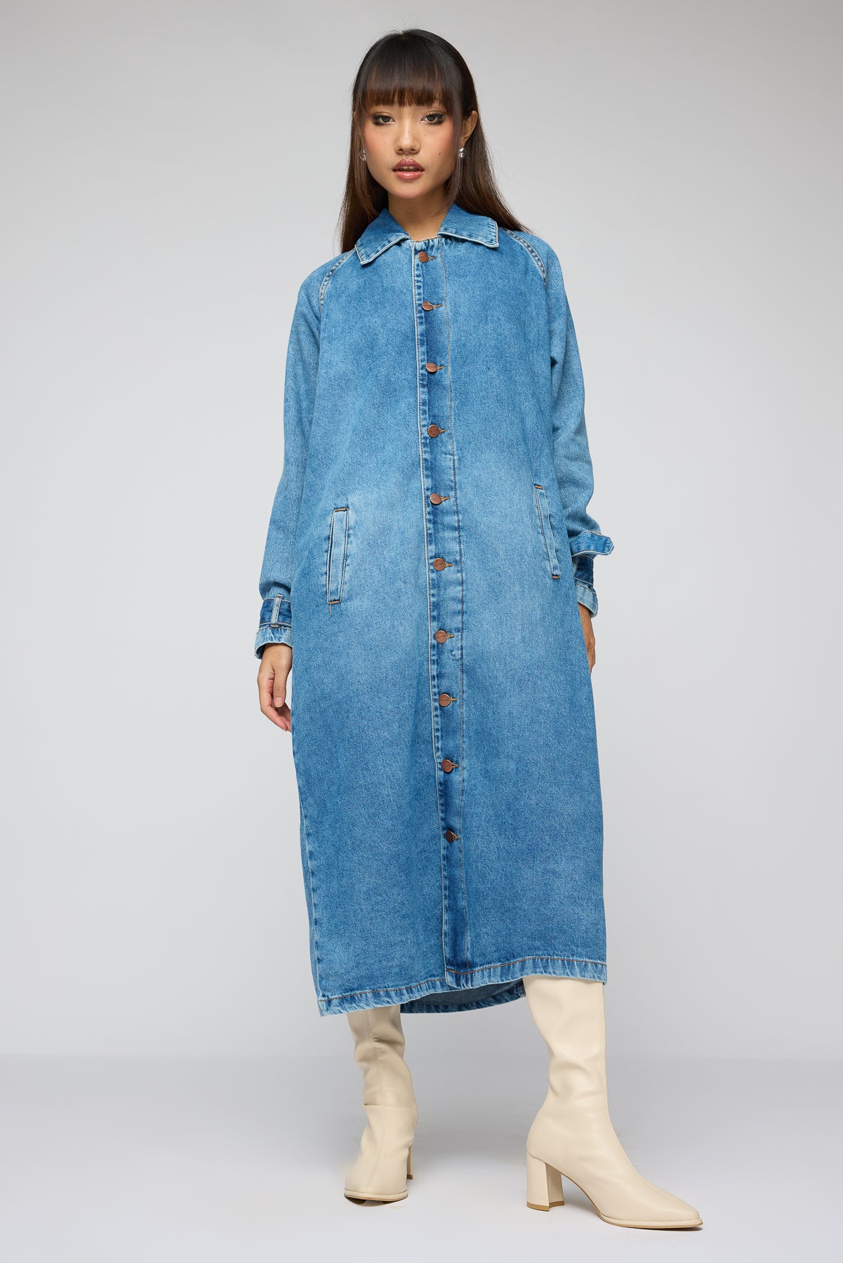 Basic Blue Denim Trenchcoat