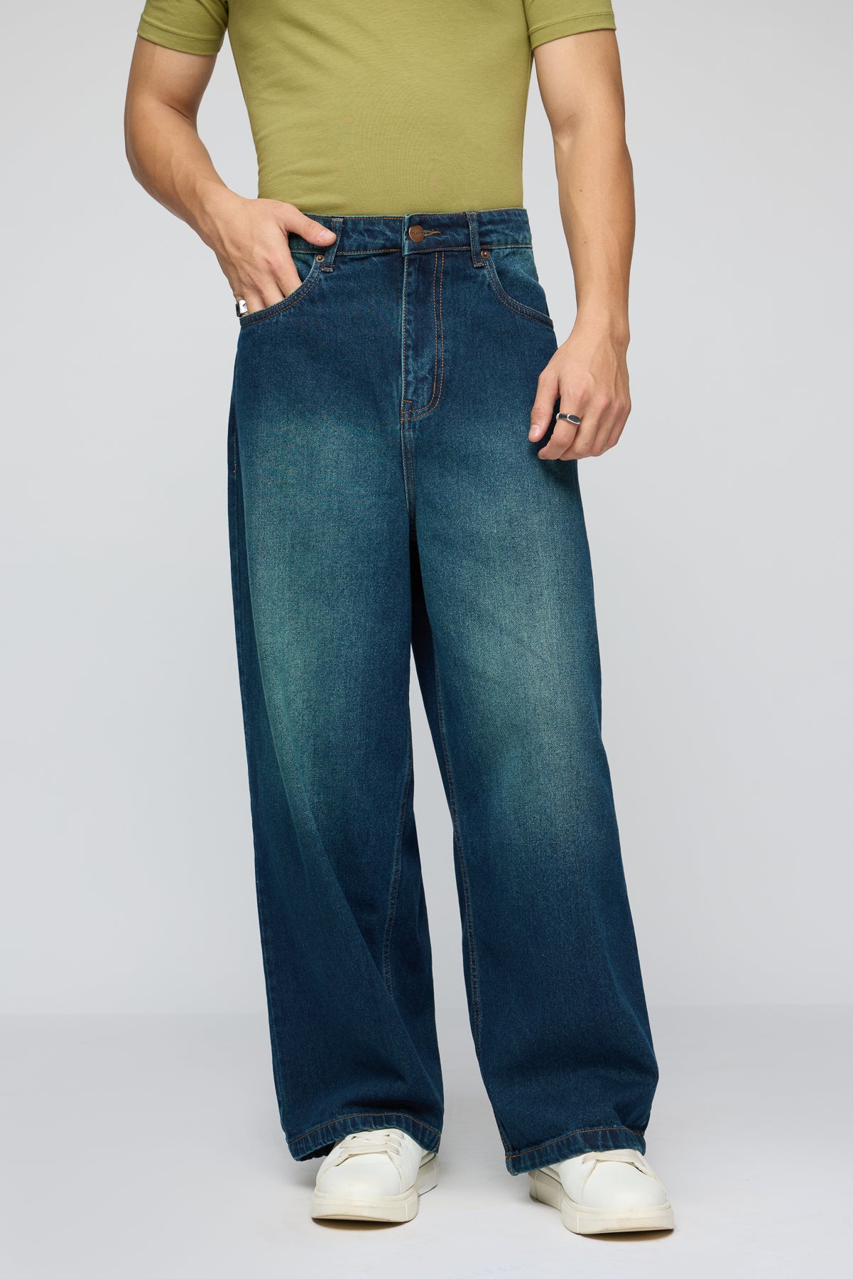 Cyber Blue Men's Wide Leg Jeans