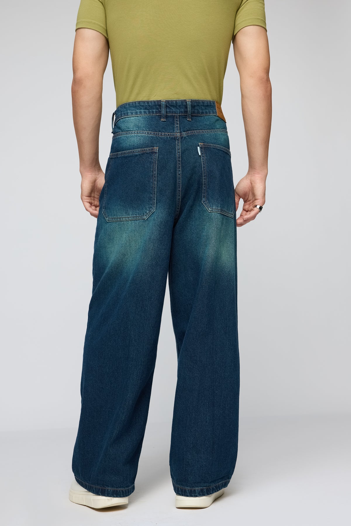 Cyber Blue Men's Wide Leg Jeans