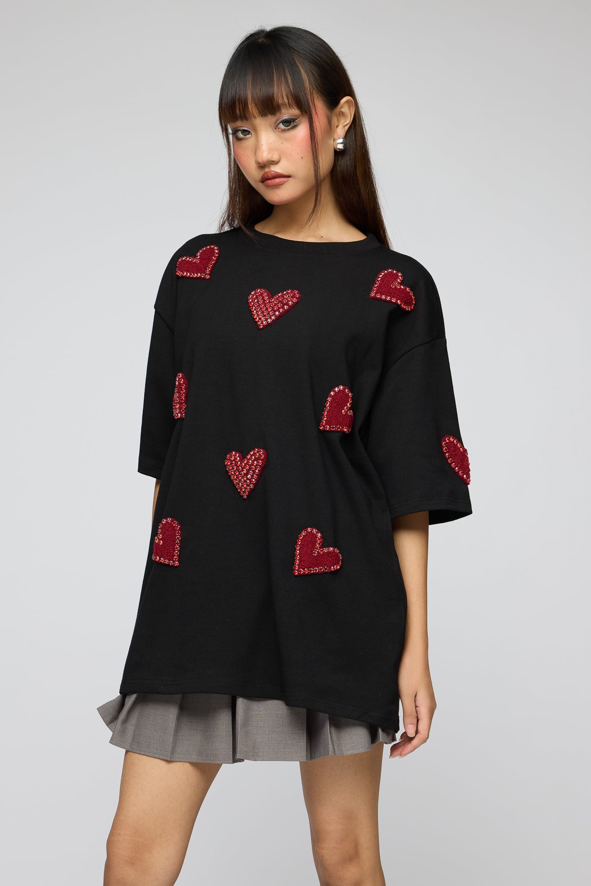 Heart Eyes Dream Black Oversized Tee