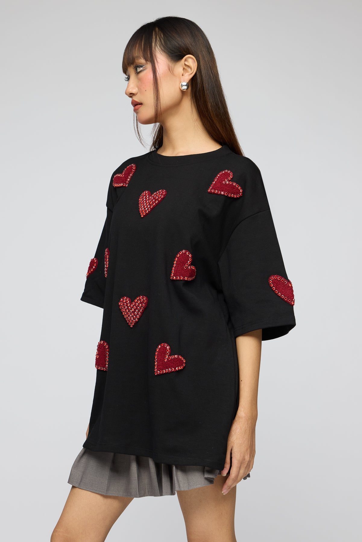 Heart Eyes Dream Black Oversized Tee