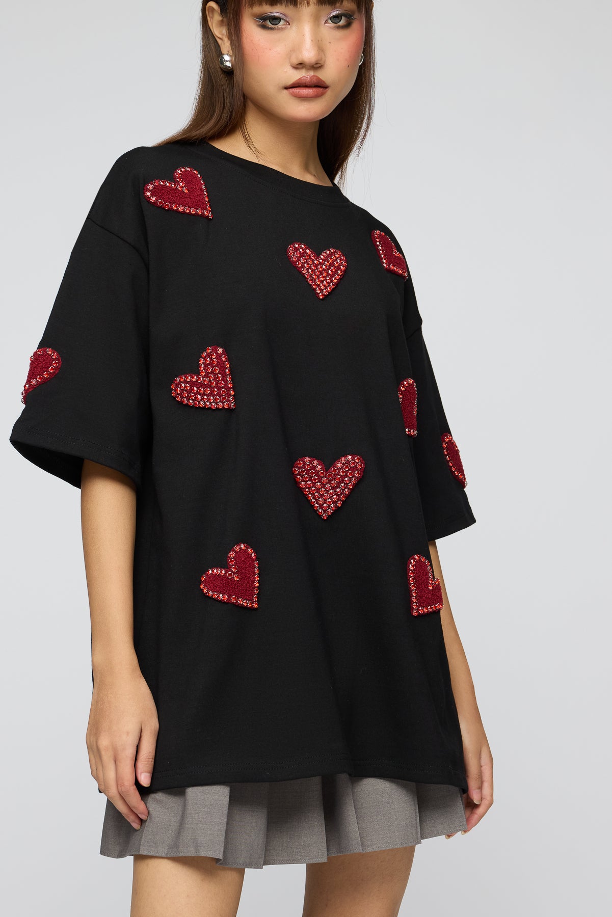 Heart Eyes Dream Black Oversized Tee