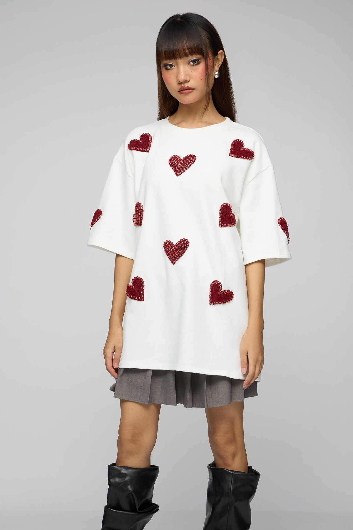 Heart Eyes Dream White Oversized Tee