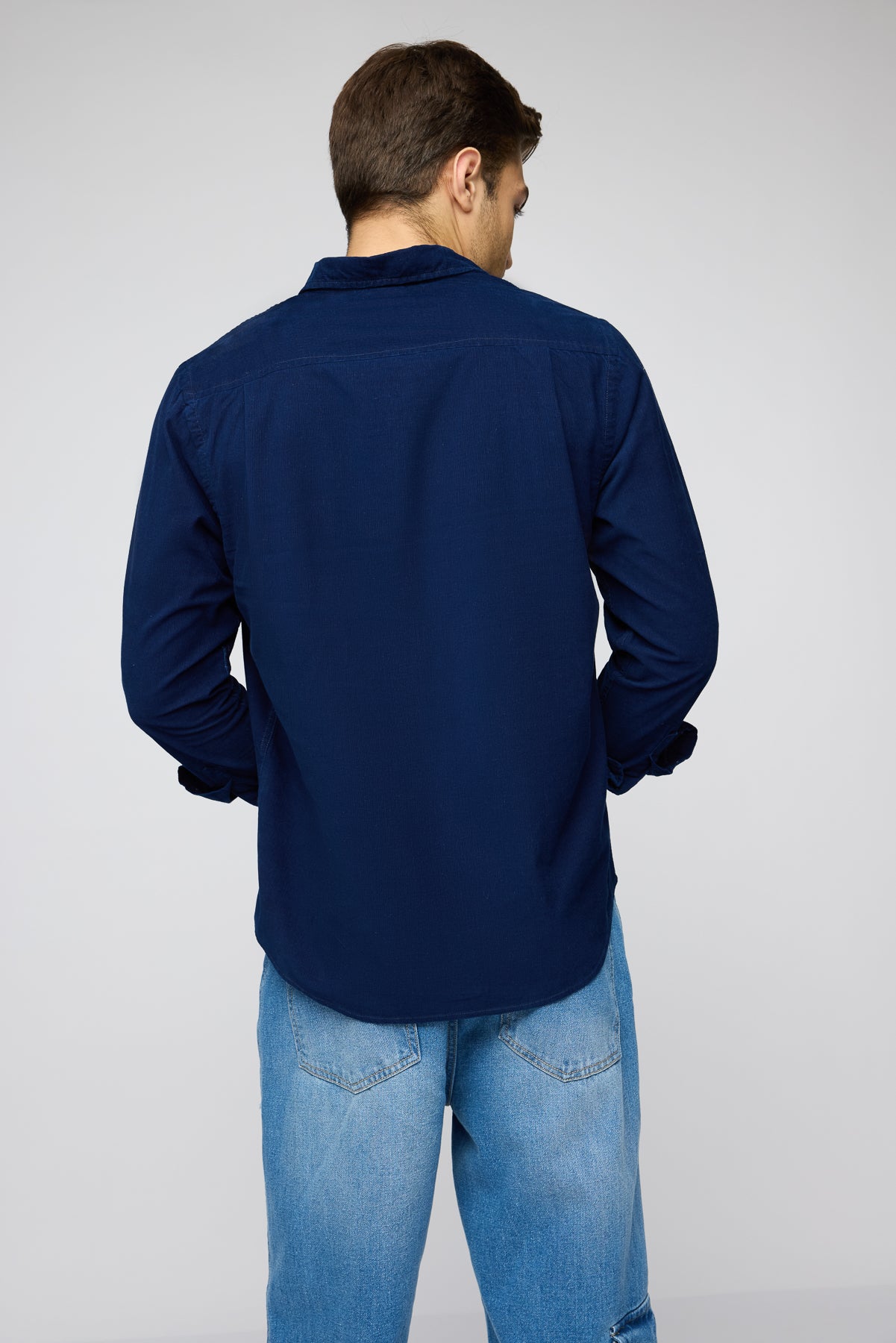 Navy Luxe Men's Long Sleeve Corduroy Shirt