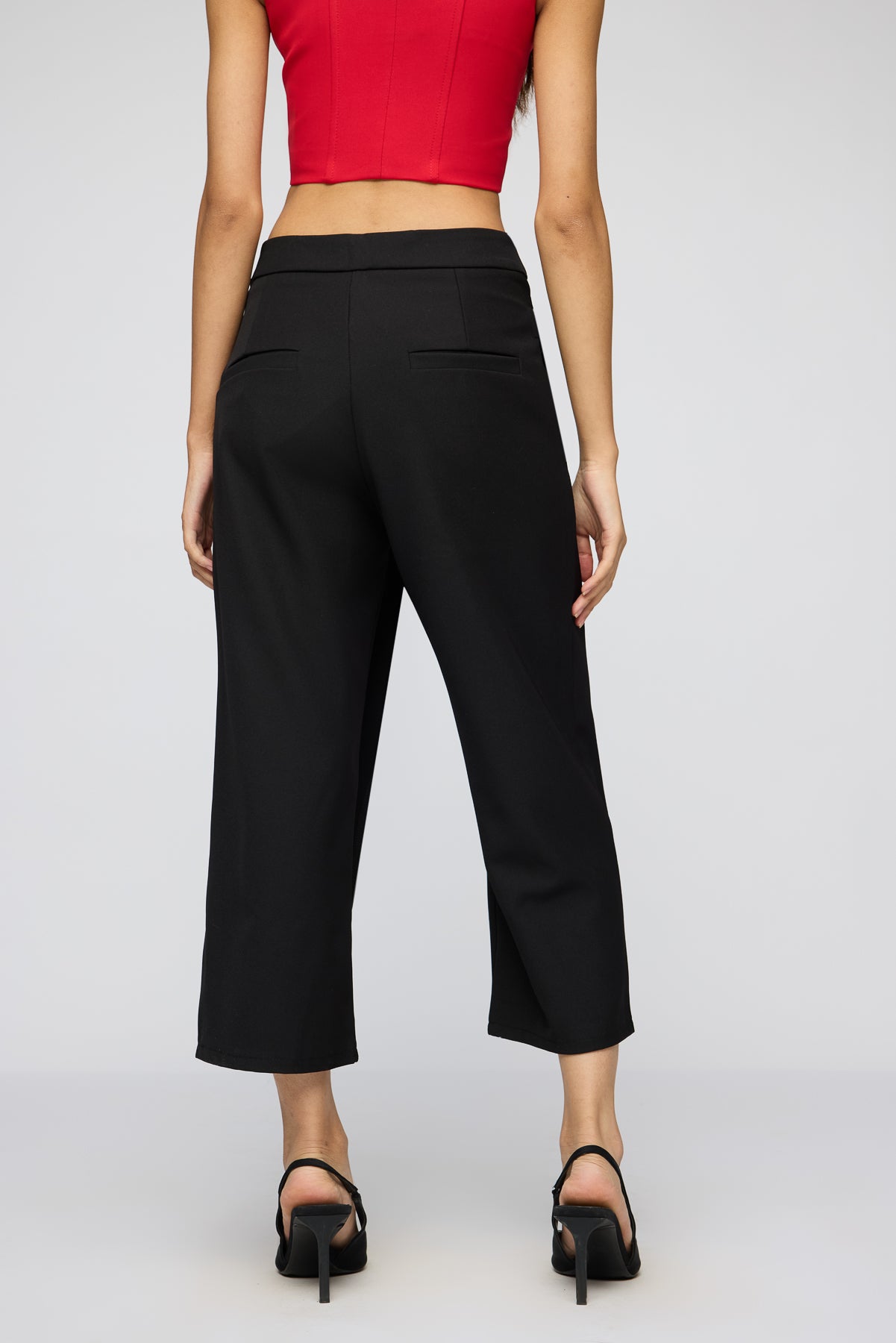 Noir Wrap Up Cropped Korean Pants