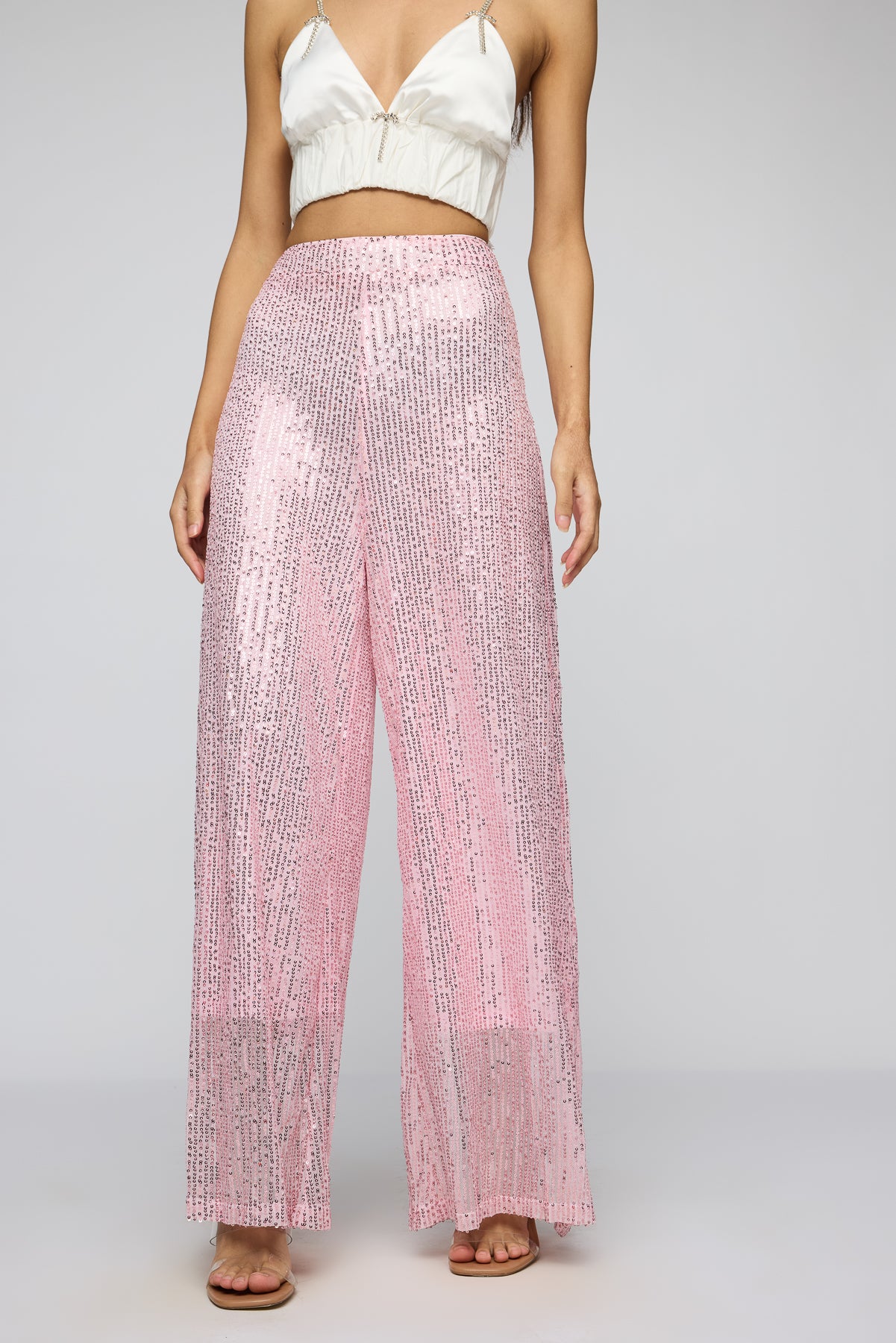 Salsa Rosa Sequin Flare Fit Korean Pants