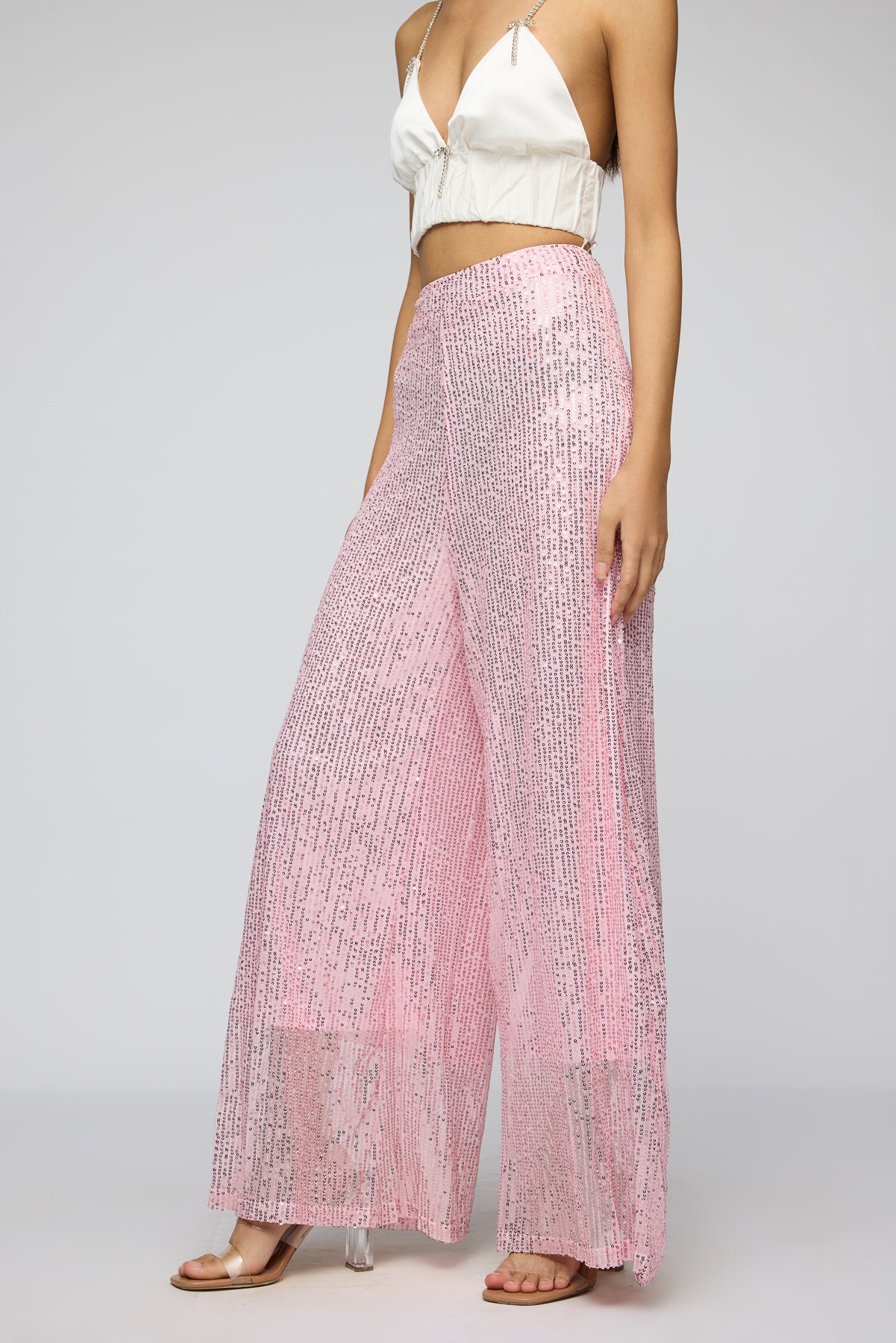 Salsa Rosa Sequin Flare Fit Korean Pants